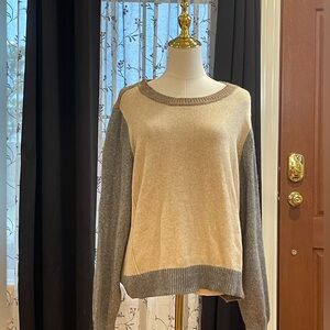 Lane Bryant Cream and‎ Gray Crew Neck Sweater